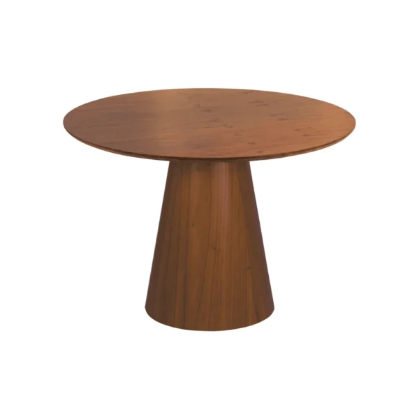 Mesa de Jantar Cone Redonda 90 cm - Lâmina de Madeira Cinamomo Castanho