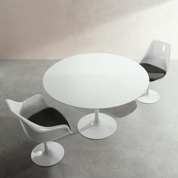 Mesa de Jantar Saarinen Tulipa Redonda - 120 cm - Quartzo Branco Zeus - Imagem 4