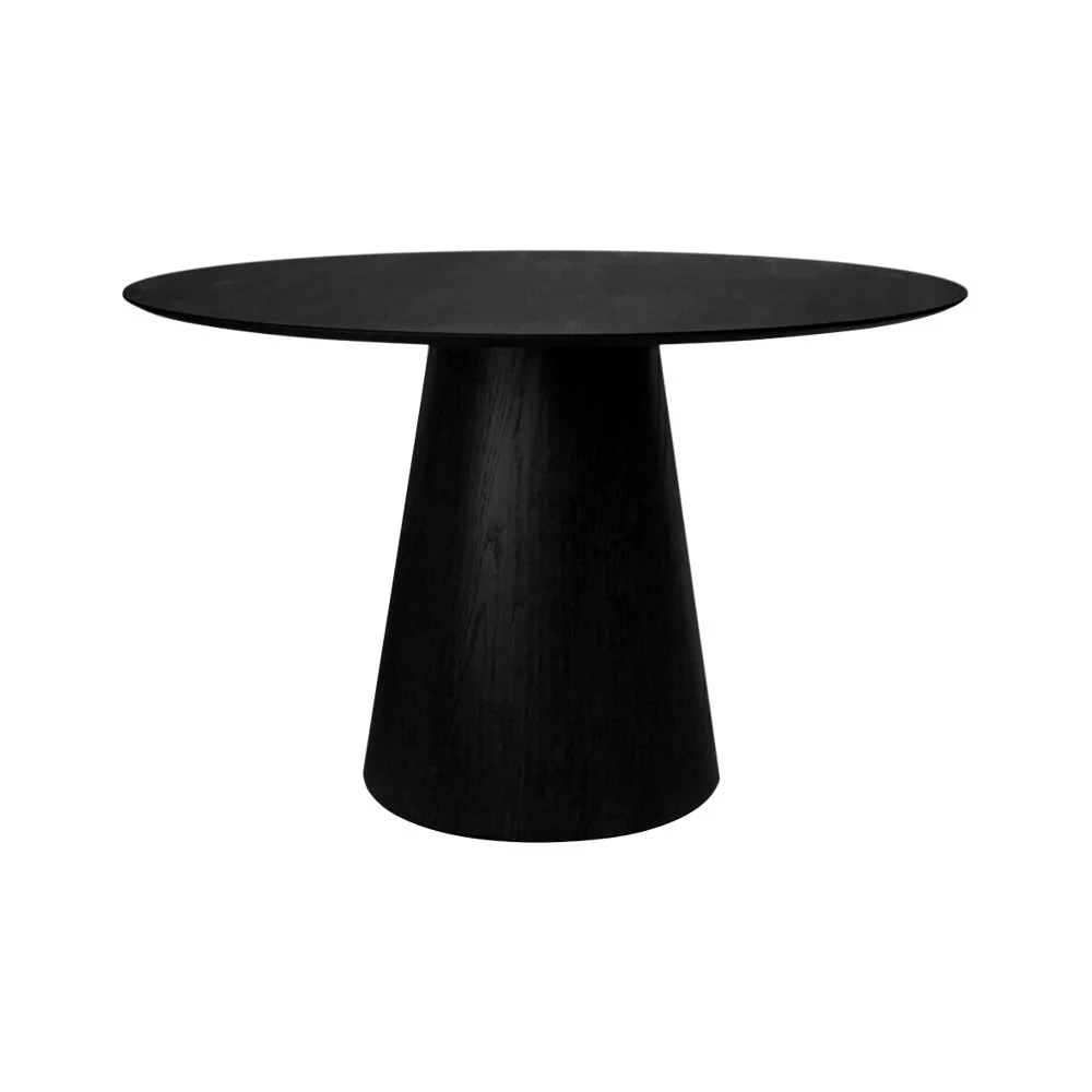 Mesa de Jantar Cone Redonda 90 cm - Lâmina de Madeira Ebanizada - Imagem 4