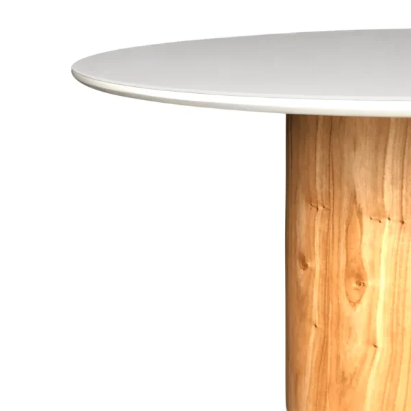 Mesa de Jantar Noêmia Redonda 120 cm com Base em Madeira e Tampo Laca Branca com Vidro - Imagem 6
