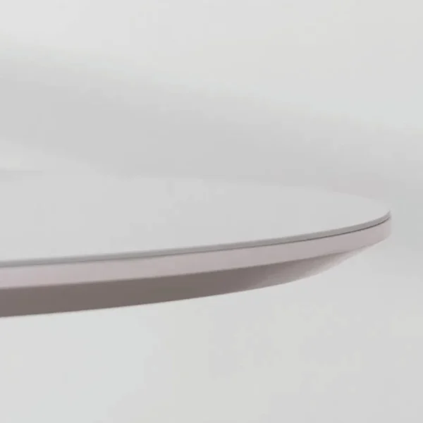 Mesa de Jantar Cone Redonda 107 cm - Lâmina de Madeira Cinamomo e Laca Branca com Vidro - Imagem 4
