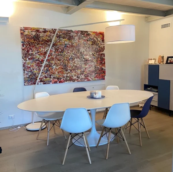 Mesa de Jantar Saarinen Tulipa - Oval - 235x122cm - Quartzo Branco Zeus - Imagem 2