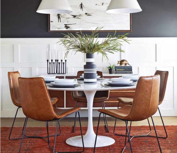 Mesa de Jantar Saarinen Tulipa Redonda - 107 cm - Laca Acetinada Branca com Vidro - Imagem 2