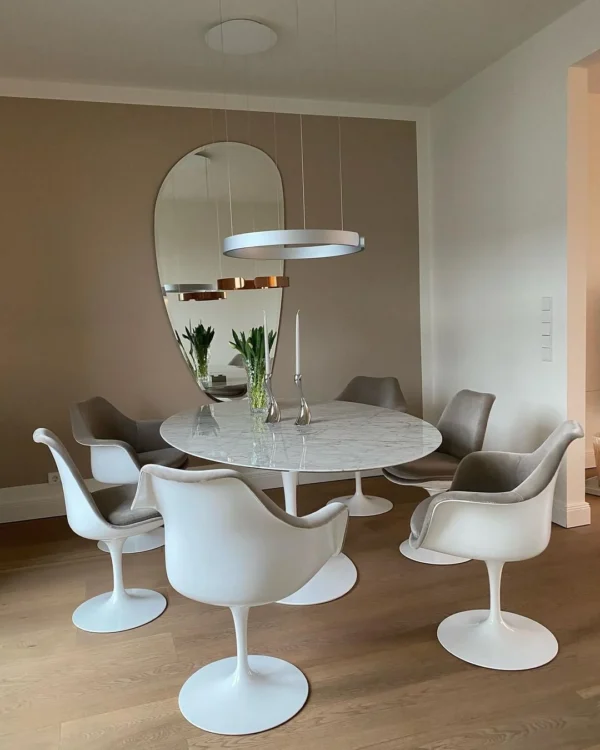 Mesa de Jantar Saarinen Tulipa - Oval - 180x100 cm - Marmore Carrara - Imagem 4
