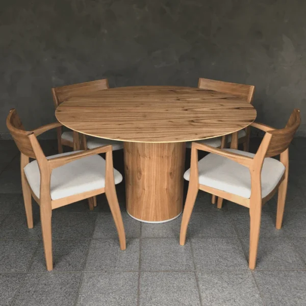 Mesa de Jantar Noêmia Redonda 107 cm em Madeira Cinamomo - Imagem 3