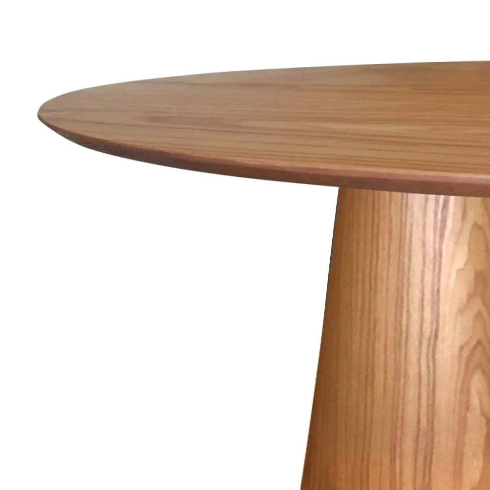 Mesa de Jantar Cone Redonda 80 cm - Lâmina de Madeira Freijó - Imagem 3