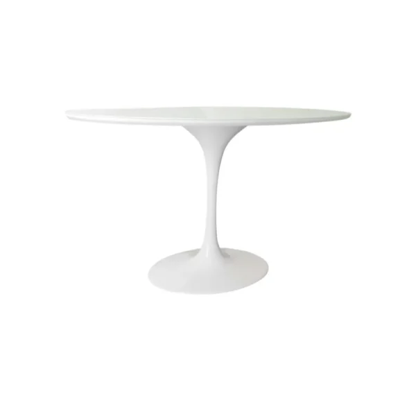 Mesa de Jantar Saarinen Tulipa - Oval - 120x80 cm - Laca Acetinada Branca com Vidro - Imagem 7