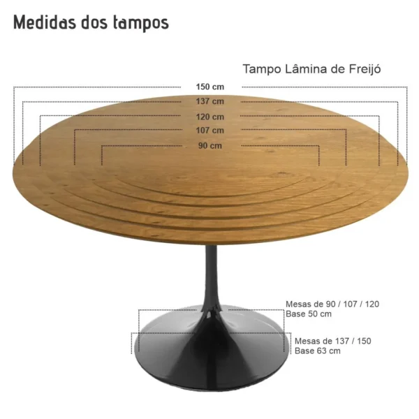 Mesa de Jantar Saarinen Tulipa Redonda - 80 cm - Madeira Freijo - Imagem 9