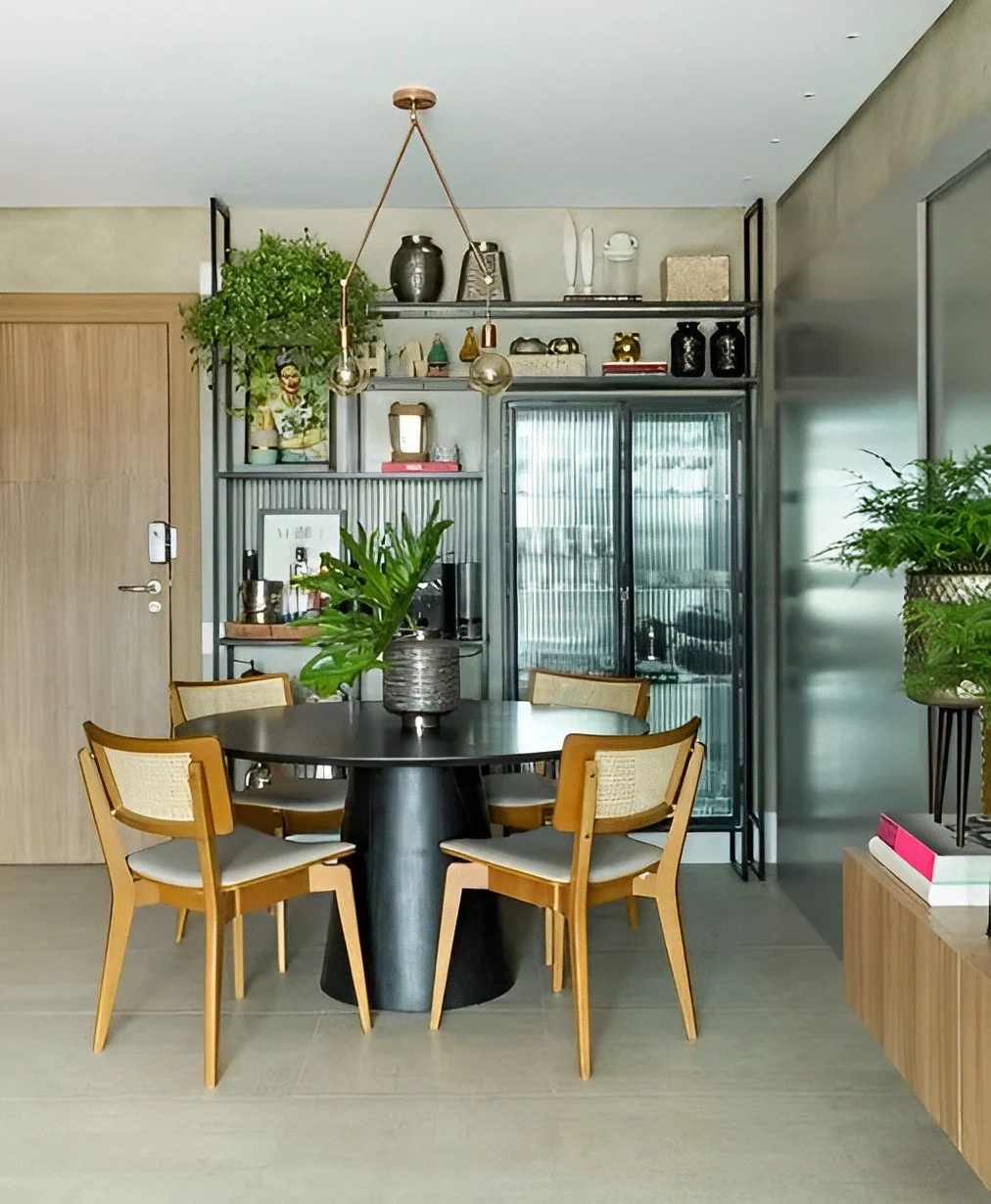 Mesa de Jantar Cone Redonda 90 cm - Lâmina de Madeira Ebanizada - Imagem 2