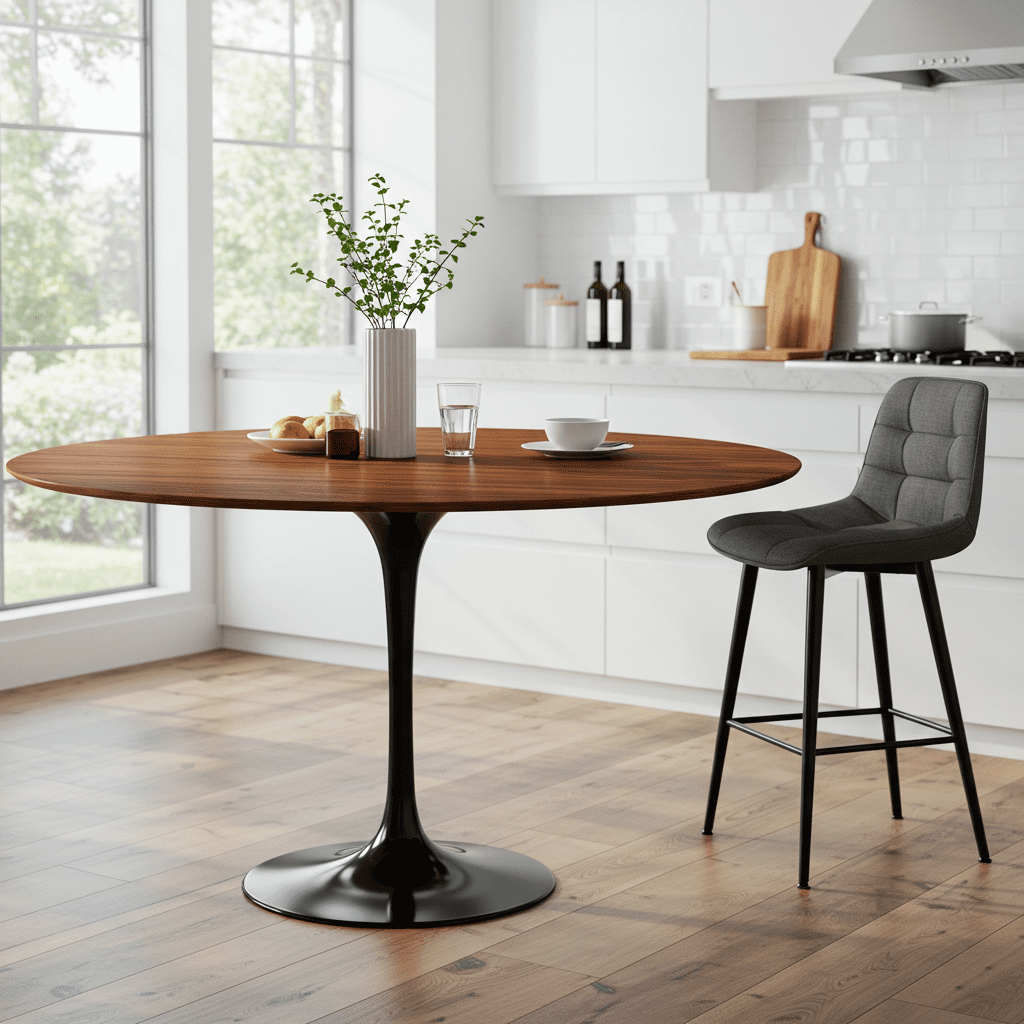 Mesa de Jantar Saarinen Tulipa Redonda - 90 cm - Madeira Pau Ferro - Imagem 3