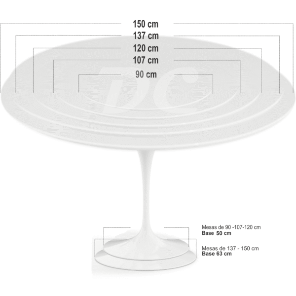 Mesa de Jantar Saarinen Tulipa Redonda - 150 cm - Quartzo Branco Zeus - Imagem 7
