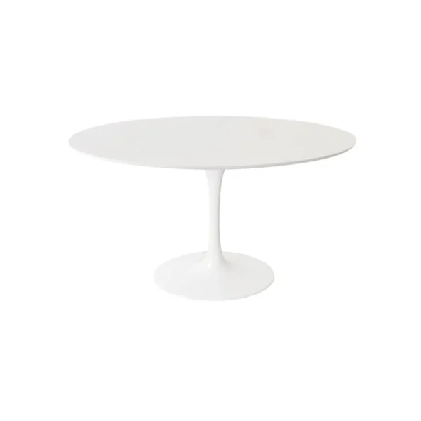 Mesa de Jantar Saarinen Tulipa - Oval - 140x90 cm - Laca Acetinada Branca com Vidro - Imagem 6