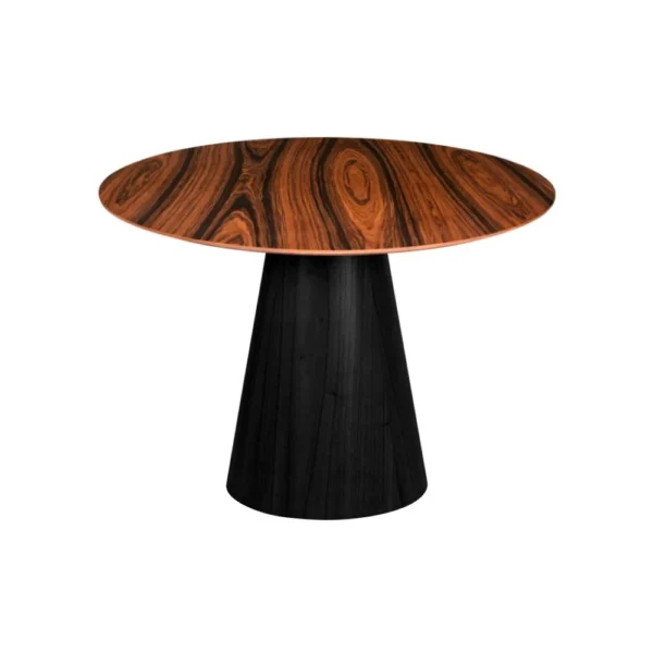 Mesa de Jantar Cone Redonda 90 cm - Base Ebanizada com Tampo em Pau Ferro