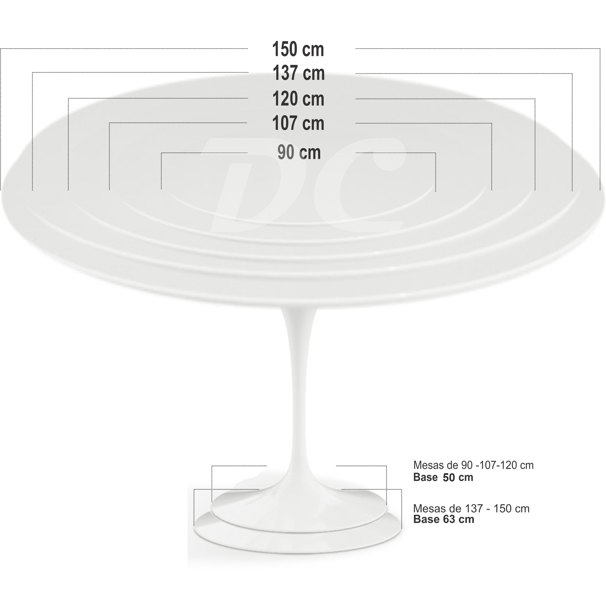 Mesa de Jantar Saarinen Tulipa Redonda - 120 cm - Laca Acetinada Preta - Imagem 4