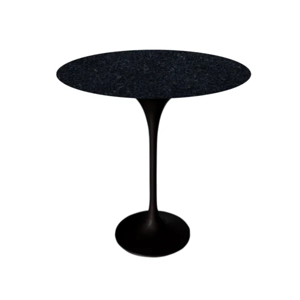 Mesa Lateral Saarinen Tulipa Redonda - 50 cm - Granito Preto Absoluto