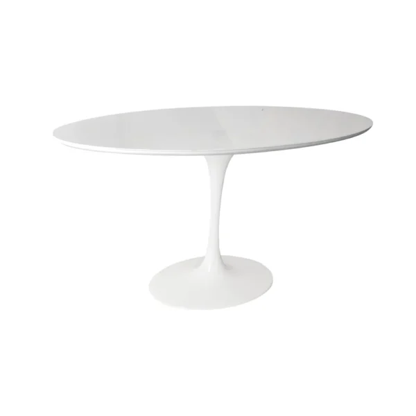 Mesa de Jantar Saarinen Tulipa - Oval - 140x90 cm - Laca Acetinada Branca com Vidro - Imagem 4