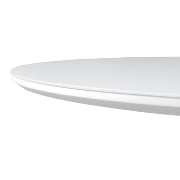 Mesa de Jantar Saarinen Tulipa Redonda - 90 cm - Laca Acetinada Branca com Vidro - Imagem 6