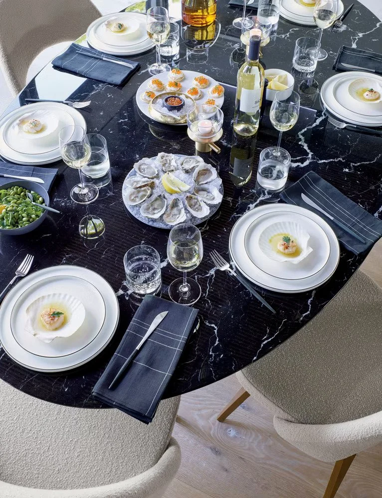 Mesa de Jantar Saarinen Tulipa - Oval - 198x122 cm - Nero Marquina - Imagem 5