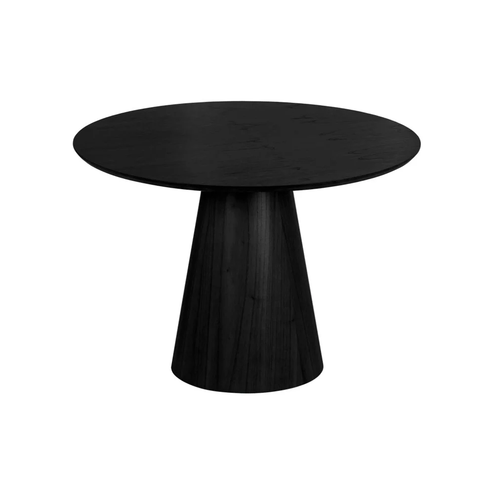 Mesa de Jantar Cone Redonda 90 cm - Lâmina de Madeira Ebanizada