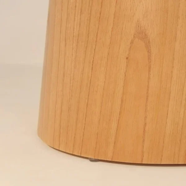 Mesa de Jantar Cone Redonda 107 cm - Lâmina de Madeira Cinamomo e Laca Off White com Vidro - Imagem 4