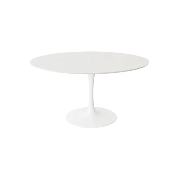 Mesa de Jantar Saarinen Tulipa - Oval - 120x80 cm - Laca Acetinada Branca com Vidro - Imagem 6