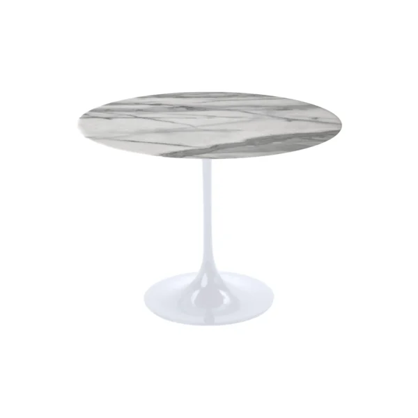 Mesa Lateral Tulipa Saarinen Redonda - 50 cm - Marmore Carrara