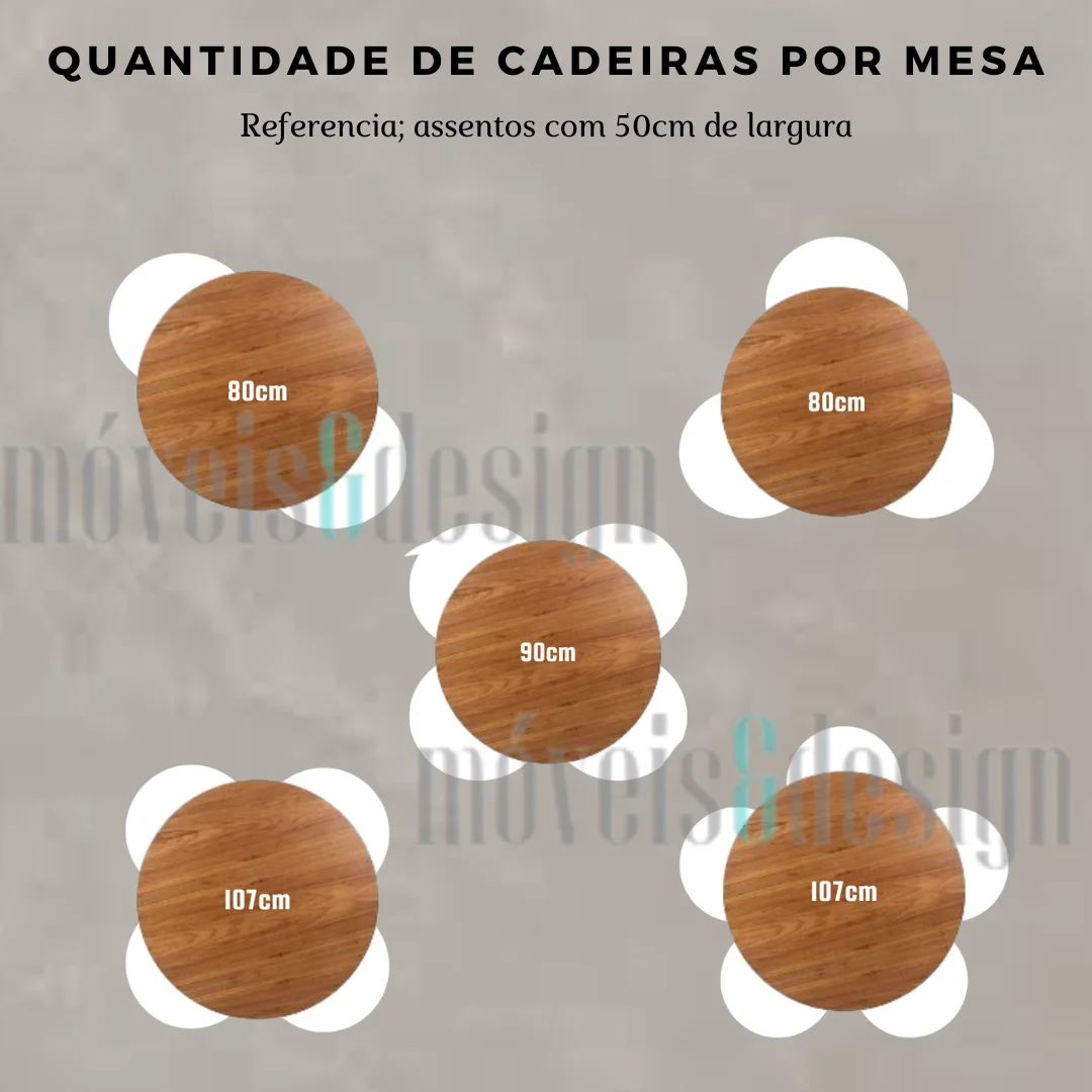 Mesa de Jantar Cone Redonda 80 cm - Lâmina de Madeira Freijó - Imagem 4