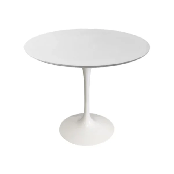 Mesa de Jantar Saarinen Tulipa Redonda - 80 cm - Laca Acetinada Branca com Vidro - Imagem 3