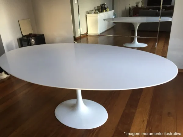 Mesa de Jantar Saarinen Tulipa - Oval - 120x80 cm - Quartzo Branco Zeus - Imagem 5