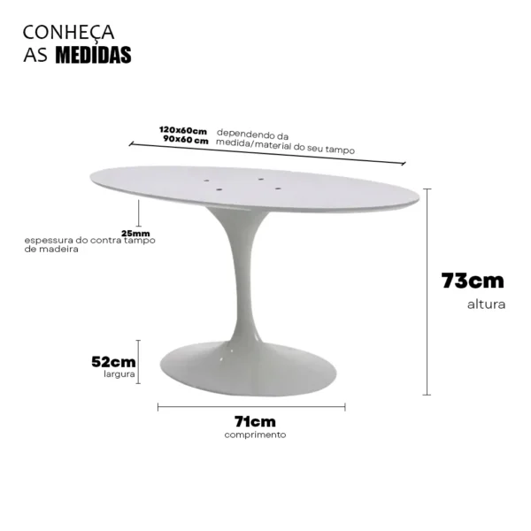 Base de Mesa Saarinen de Jantar Oval em Alumínio - Tampos de 140 x 80 cm até 160 x 90 cm - Imagem 7