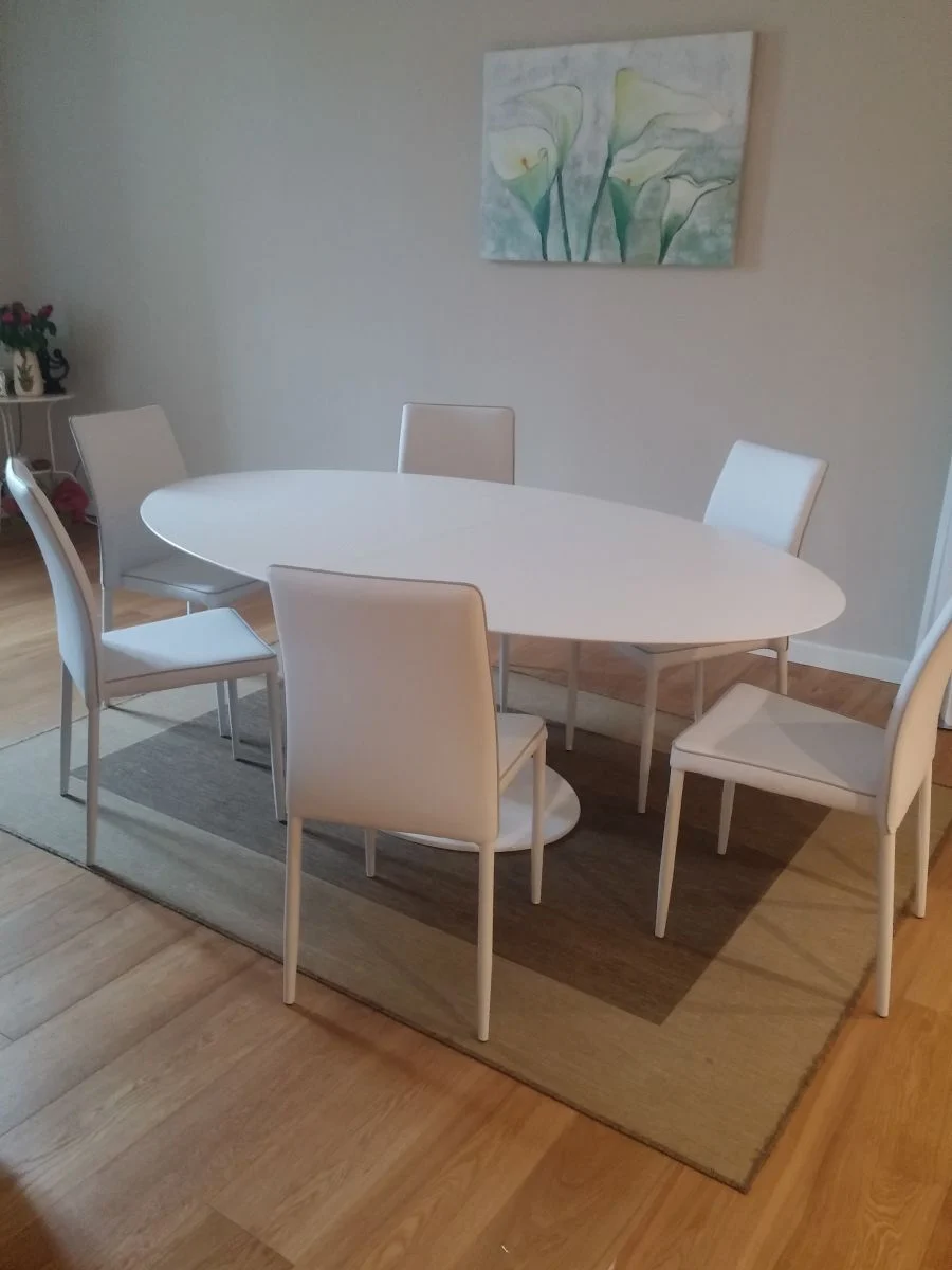 Mesa de Jantar Saarinen Tulipa - Oval - 160x90 cm - Quartzo Branco Zeus - Imagem 3