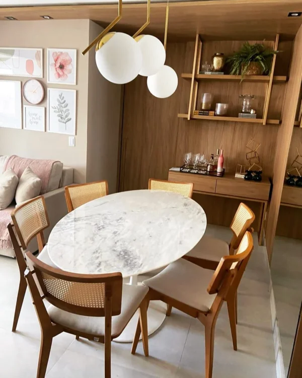 Mesa de Jantar Saarinen Tulipa - Oval - 160x90 cm - Marmore Espirito Santo - Imagem 3