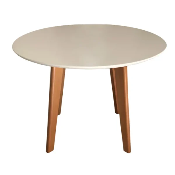 Mesa de Jantar Redonda Square Pé Palito 107 cm Laca Acetinada Off White - Imagem 4