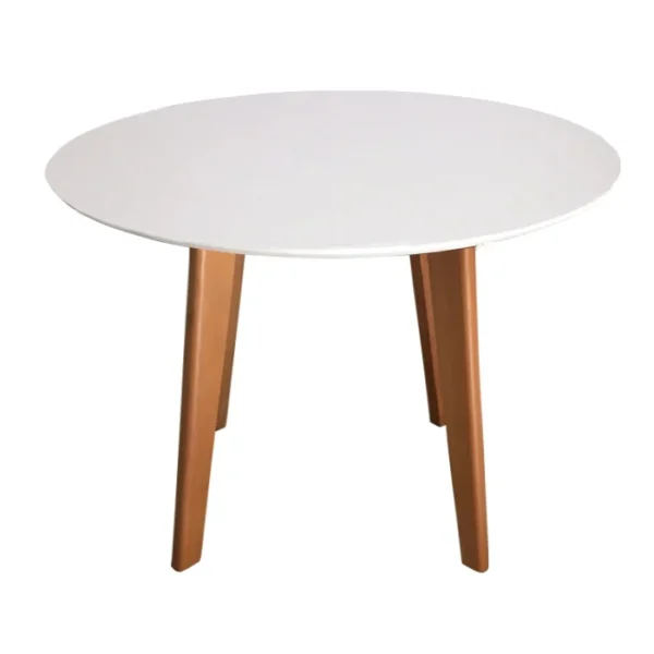 Mesa de Jantar Redonda Square Pé Palito 107 cm Laca Acetinada Branca