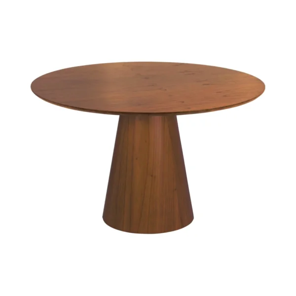 Mesa de Jantar Cone Redonda 107 cm - Lâmina de Madeira Cinamomo Castanho