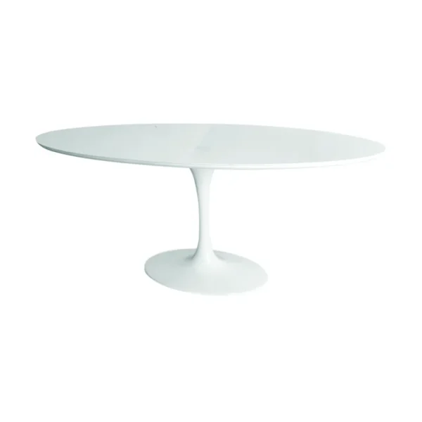 Mesa de Jantar Saarinen Tulipa - Oval - 160x90 cm - Laca Acetinada Branca com Vidro
