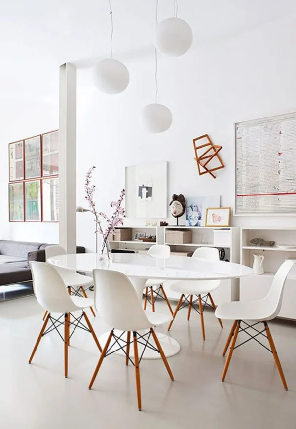 Mesa de Jantar Saarinen Tulipa - Oval - 160x90 cm - Laca Acetinada Branca com Vidro - Imagem 2