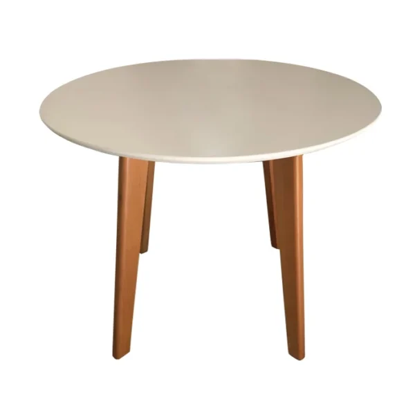 Mesa de Jantar Redonda Square Pé Palito 80 cm Laca Acetinada Off White