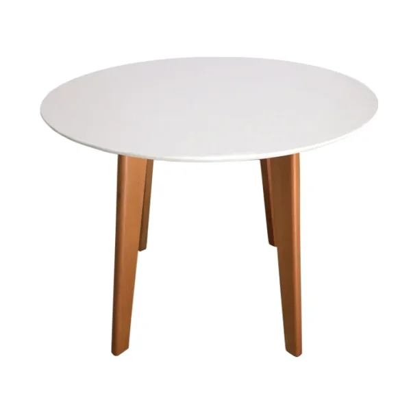 Mesa de Jantar Redonda Square Pé Palito 90 cm Laca Acetinada Branca