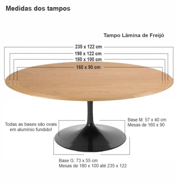 Mesa de Jantar Saarinen Tulipa - Oval - 160x90 cm - Madeira Freijo - Imagem 12