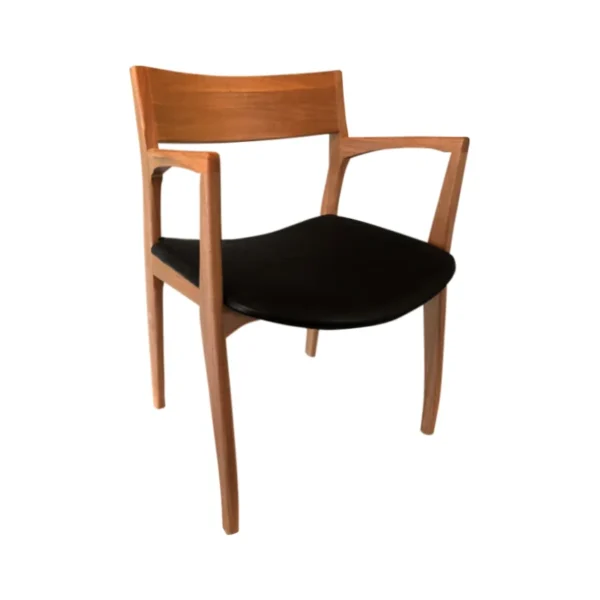 Cadeira de Jantar com Braço Lille Madeira Natural Tecido Preto Kansas 22