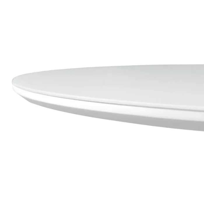 Mesa de Jantar Redonda Gávea Laca Branca com Vidro 90cm Amêndoa - Imagem 3