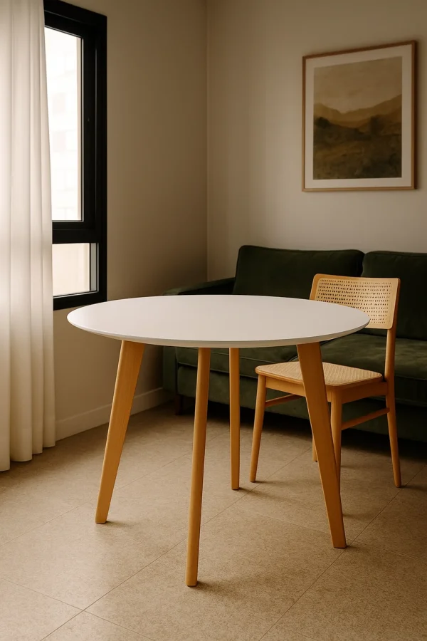 Mesa de Jantar Redonda Square Pé Palito 90 cm Laca Acetinada Branca - Imagem 2