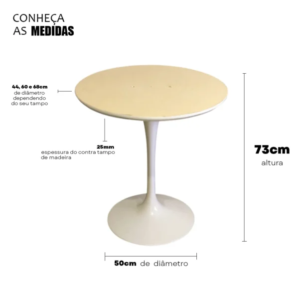 Base de Mesa Saarinen de Jantar Redonda em Alumínio - Tampos de 70 até 124cm - Imagem 6