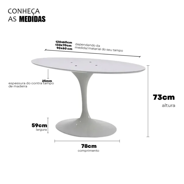 Base de Mesa Saarinen de Jantar Oval em Alumínio - Tampos de 180 x 100 cm até 235 x 122 cm - Imagem 4