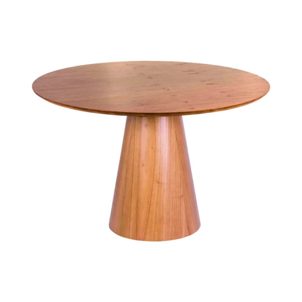 Mesa de Jantar Cone Redonda 107 cm - Lâmina de Madeira Cinamomo