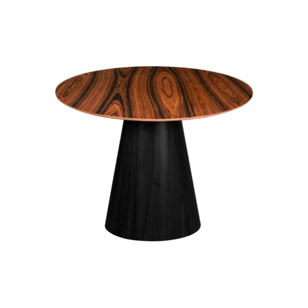 Mesa de Jantar Cone Redonda 80 cm - Base Ebanizada com Tampo em Pau Ferro