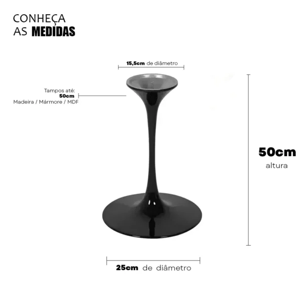 Base de Mesa Lateral Saarinen Tulipa Redonda Preta - Imagem 2